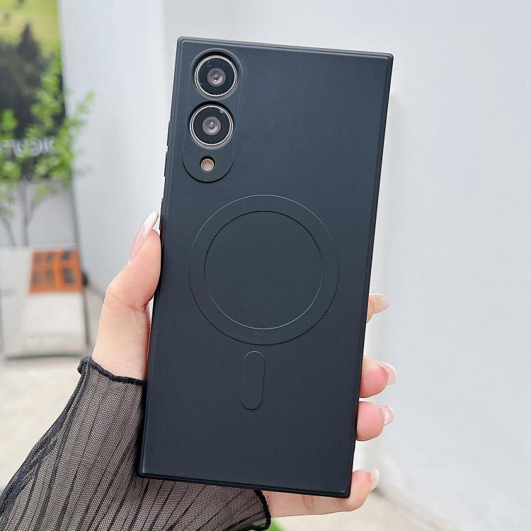 

For Samsung Galaxy S25 Edge 5G Solid Color Liquid Silicone MagSafe Magnetic Phone Case(Black)