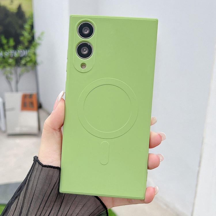 

For Samsung Galaxy S25 Edge 5G Solid Color Liquid Silicone MagSafe Magnetic Phone Case(Matcha Green)