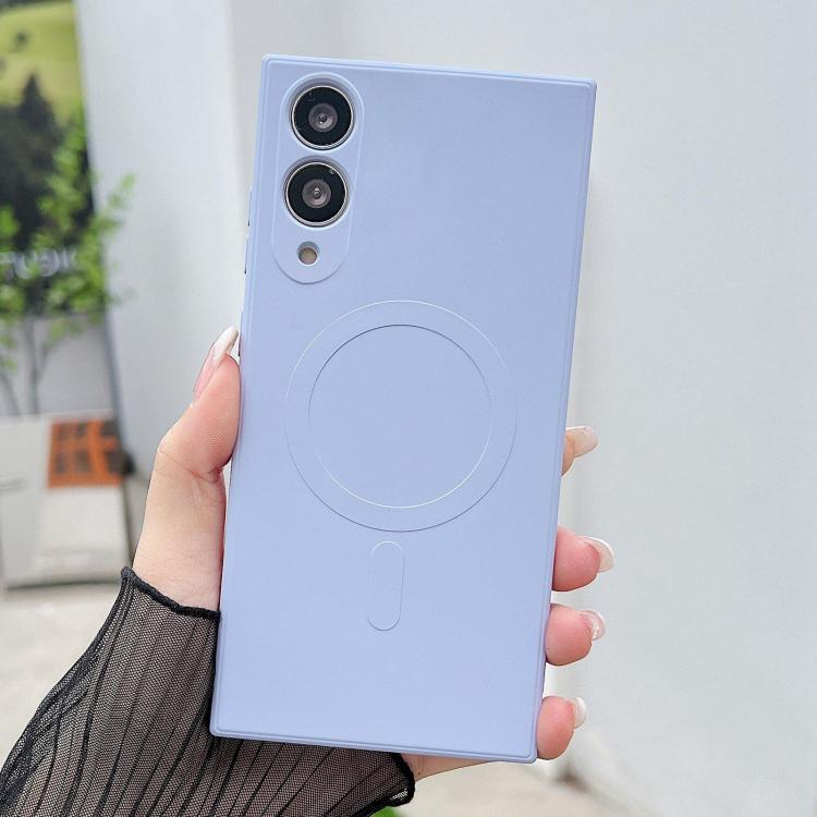 

For Samsung Galaxy S25 Edge 5G Solid Color Liquid Silicone MagSafe Magnetic Phone Case(Lilac Purple)