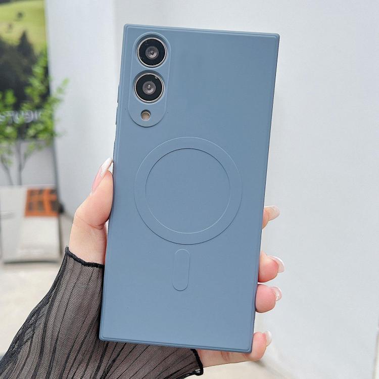 

For Samsung Galaxy S25 Edge 5G Solid Color Liquid Silicone MagSafe Magnetic Phone Case(Lavender Grey)