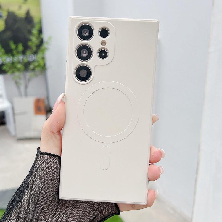 

For Samsung Galaxy S26 Ultra 5G Solid Color Liquid Silicone MagSafe Magnetic Phone Case(Antique White)