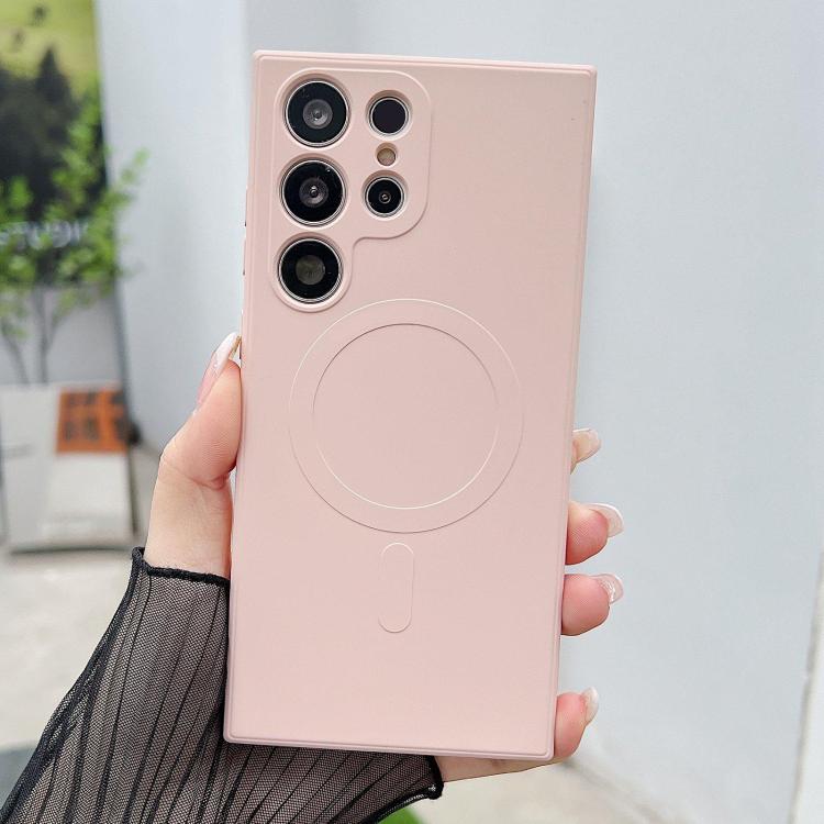 

For Samsung Galaxy S26 Ultra 5G Solid Color Liquid Silicone MagSafe Magnetic Phone Case(Pink)