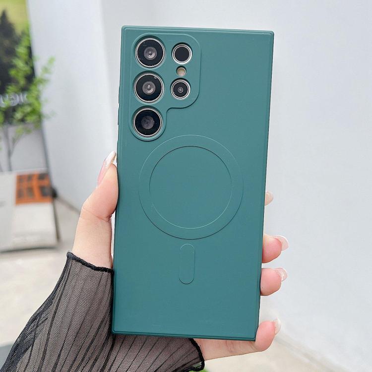 

For Samsung Galaxy S26 Ultra 5G Solid Color Liquid Silicone MagSafe Magnetic Phone Case(Dark Green)