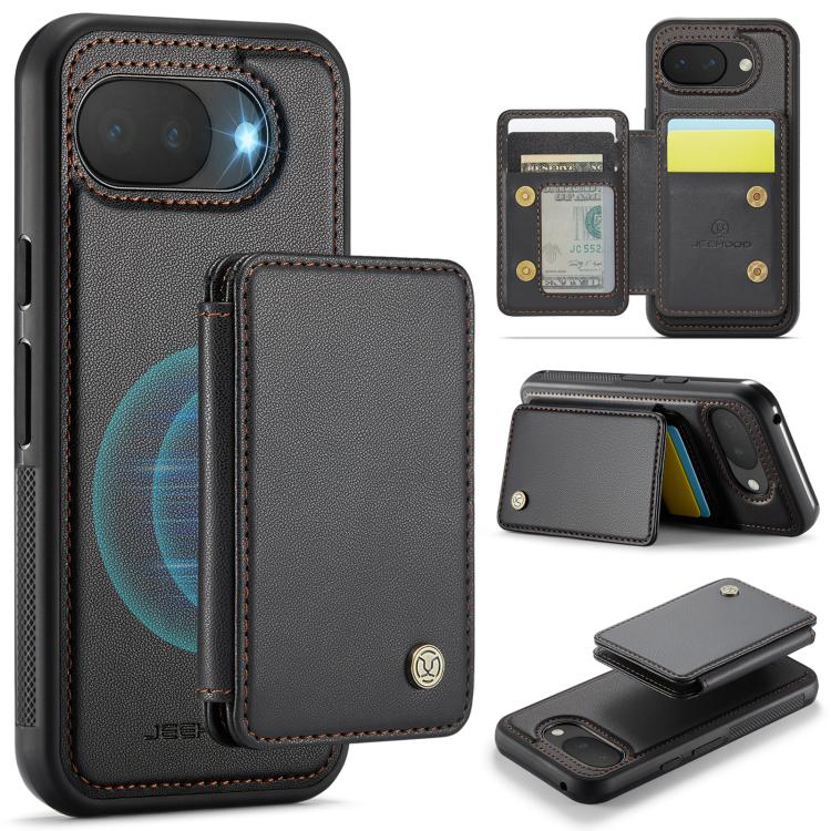 

For Google Pixel 10a JEEHOOD J05 Business Magnetic Style RFID Leather Phone Case(Black)