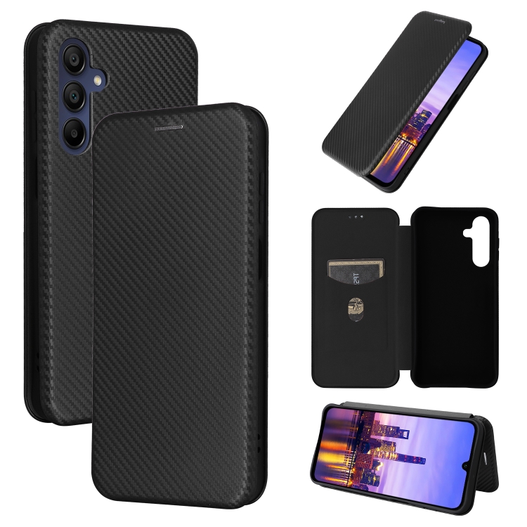 

For Samsung Galaxy A16 Carbon Fiber Texture Flip Leather Phone Case(Black)