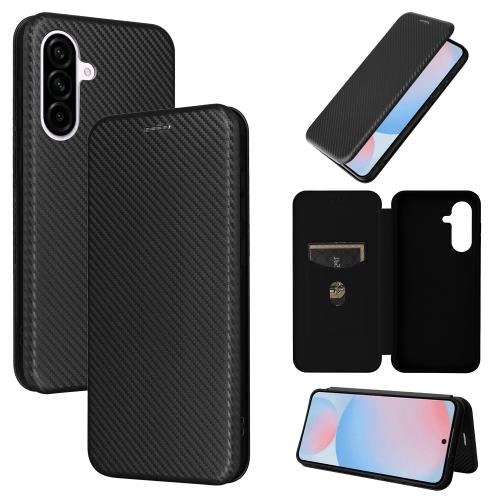 

For Samsung Galaxy A56 5G Carbon Fiber Texture Flip Leather Phone Case(Black)