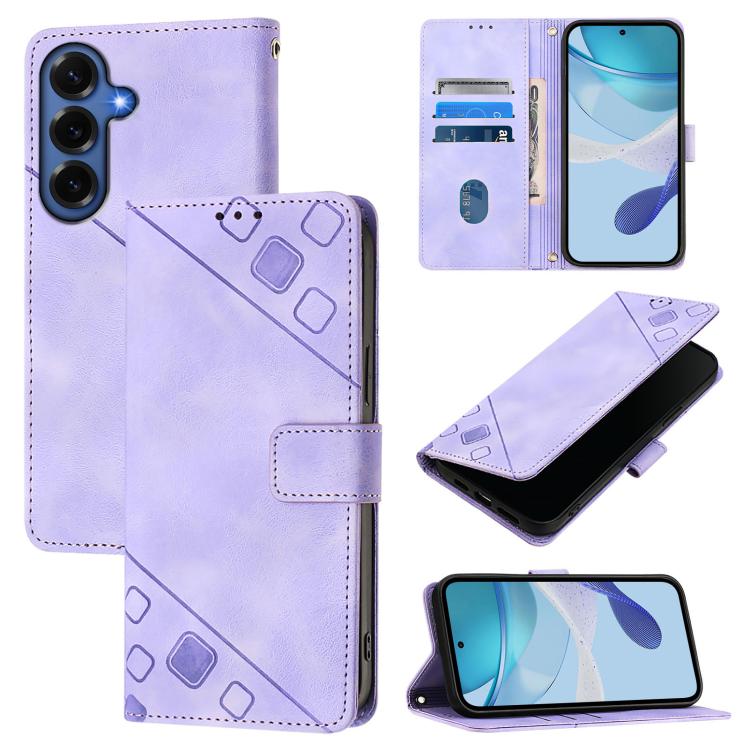 

For Samsung Galaxy S26+ 5G Skin-feel Embossed Leather Phone Case(Light Purple)