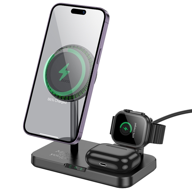 

hoco CQ12 Joyfull 3 in 1 Wireless Fast Charger(Black)
