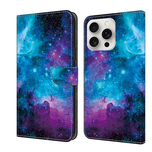 

For iPhone 16 Pro Crystal Painted Leather Phone case(Starry Sky)