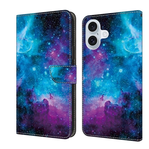 

For iPhone 16 Crystal Painted Leather Phone case(Starry Sky)