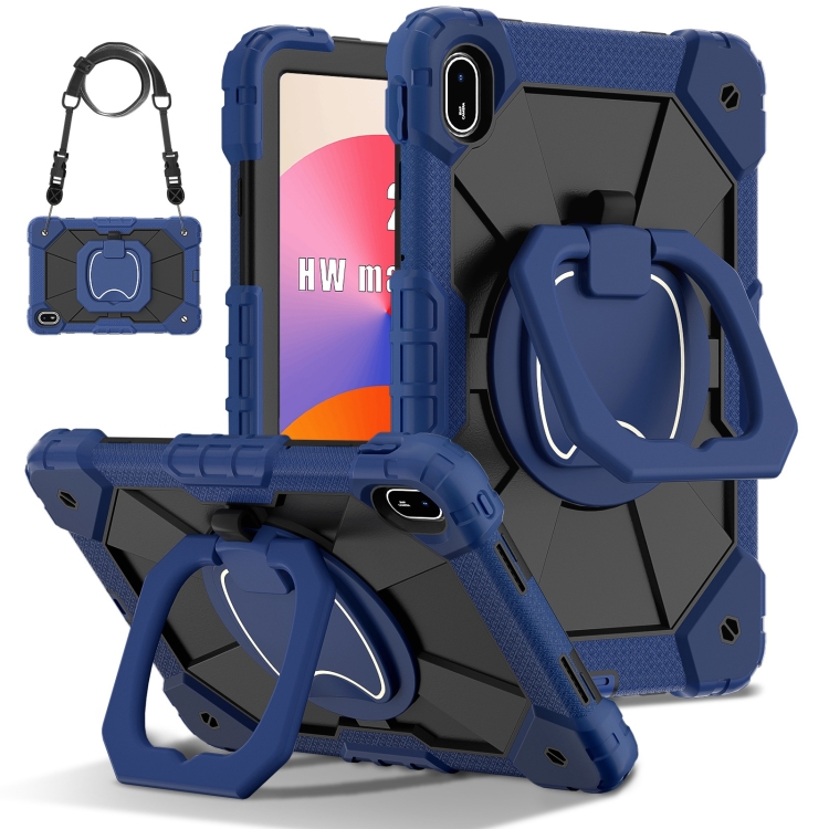 

For Huawei Matepad SE 11 2024 Contrast Color Robot Silicone Hybrid PC Tablet Case(Navy Black)