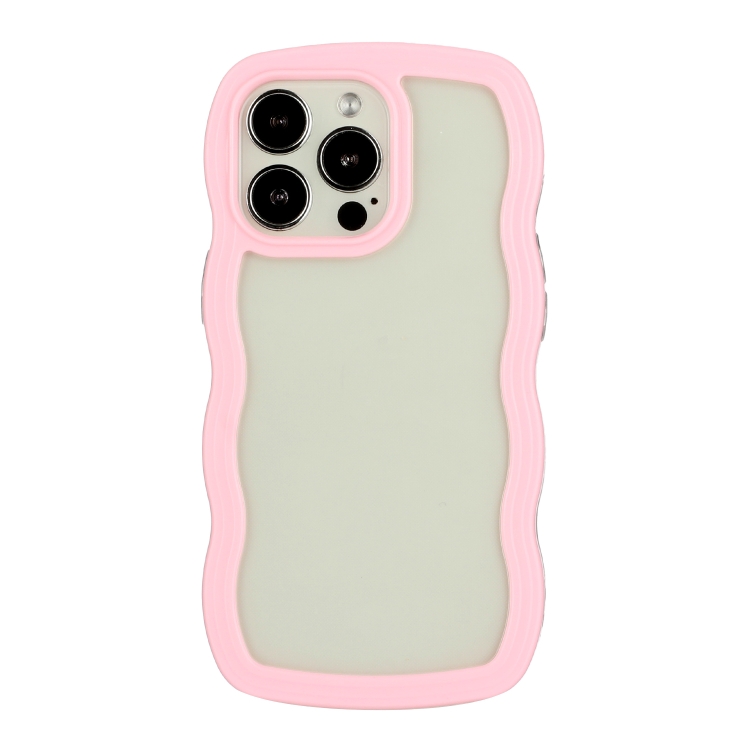 

For iPhone 16 Pro Candy Color Wave TPU Clear PC Phone Case(Pink)