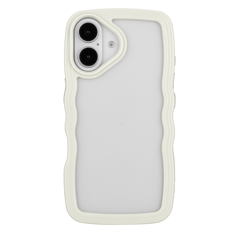 

For iPhone 16 Candy Color Wave TPU Clear PC Phone Case(White)