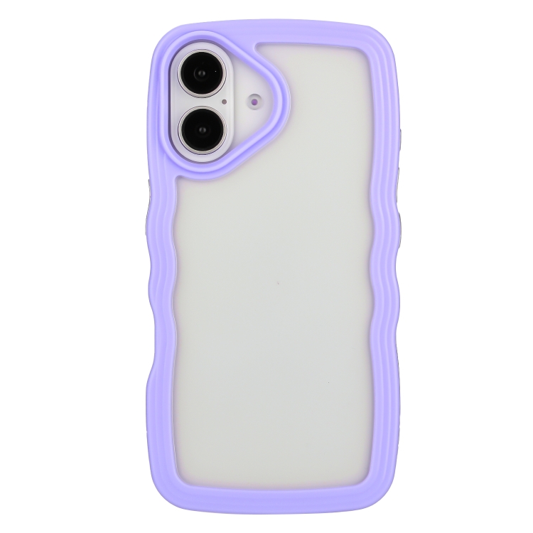 

For iPhone 16 Candy Color Wave TPU Clear PC Phone Case(Purple)