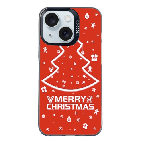 

For iPhone 15 Plus Christmas Series PC Full Coverage Pattern Phone Case(CK046 Black)