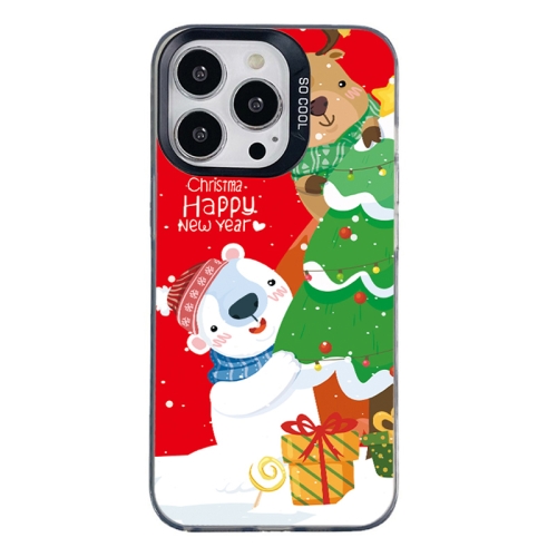 

For iPhone 13 Pro Christmas Series PC Full Coverage Pattern Phone Case(CK033 Black)