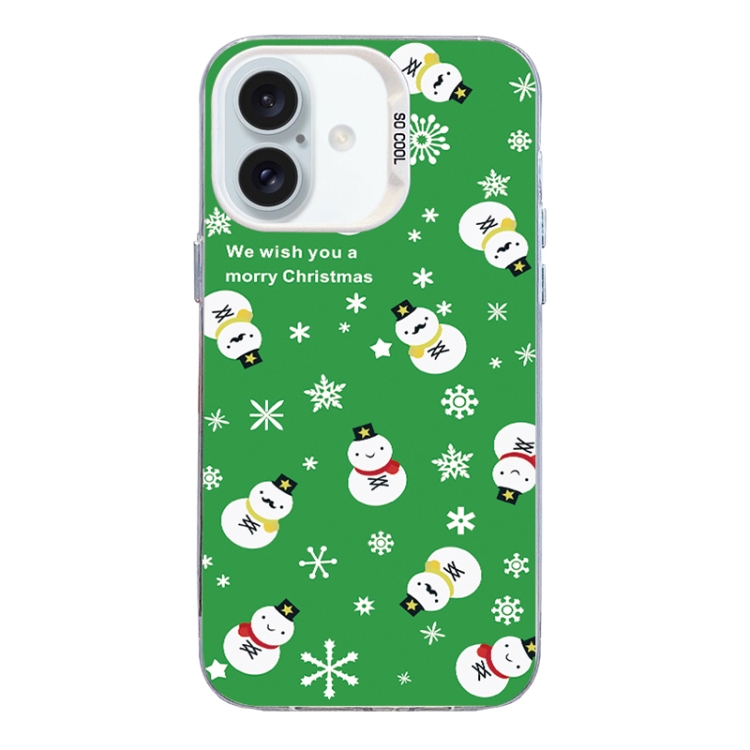 

For iPhone 16 Plus Christmas Series PC Full Coverage Pattern Phone Case(CW038 White)