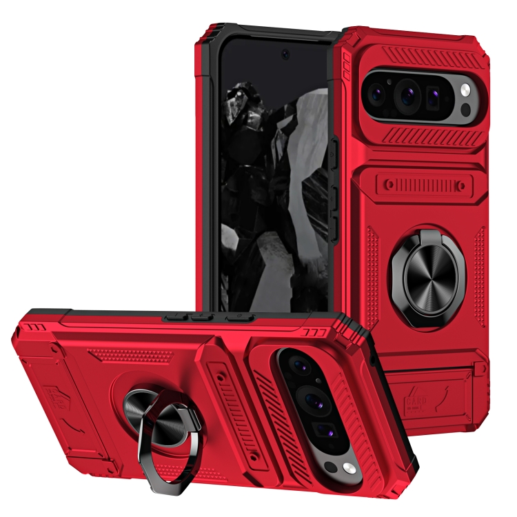 Shockproof Armor Ring Stand Case For Google Pixel 9 / 9 Pro / 9 Pro XL – With Screen Cover Option