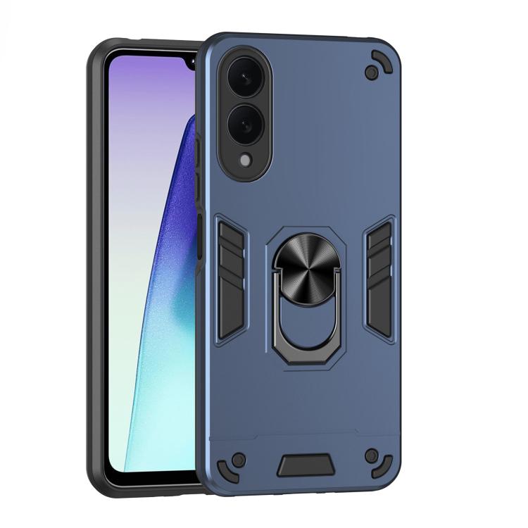 

For Samsung Galaxy S25 Edge 5G Shockproof Metal Ring Holder Phone Case(Blue)