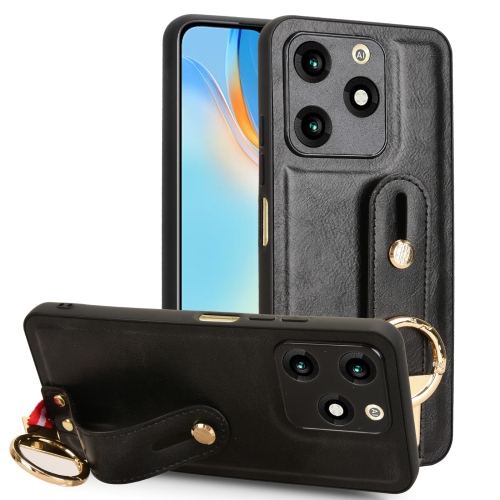 

For itel A70 Wristband Leather Back Phone Case(Black)