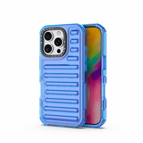 

For iPhone 16 Pro High Transparency TPU Hybrid PC Airbag Phone Case(Transparent Blue)