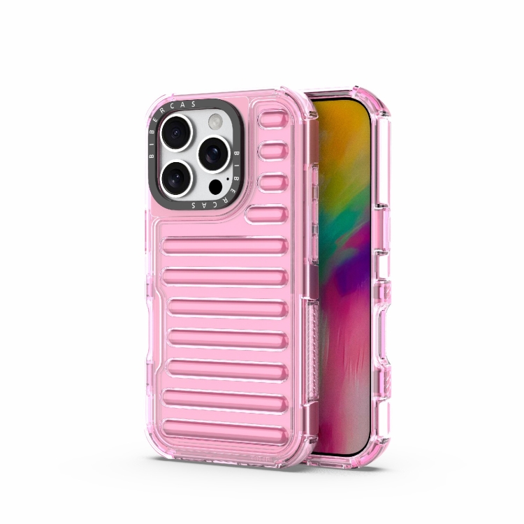 

For iPhone 16 Pro High Transparency TPU Hybrid PC Airbag Phone Case(Pink)