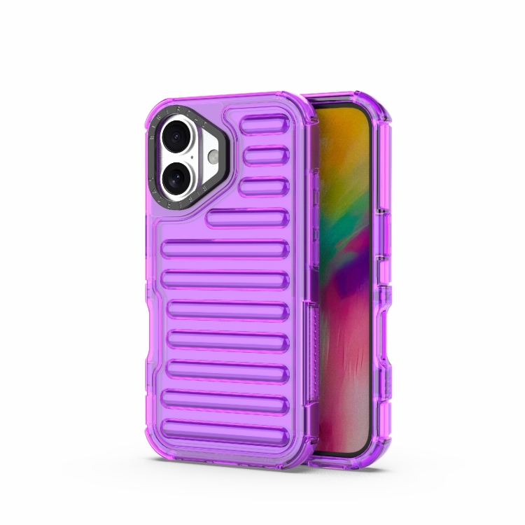 

For iPhone 16 Plus High Transparency TPU Hybrid PC Airbag Phone Case(Transparent Purple)
