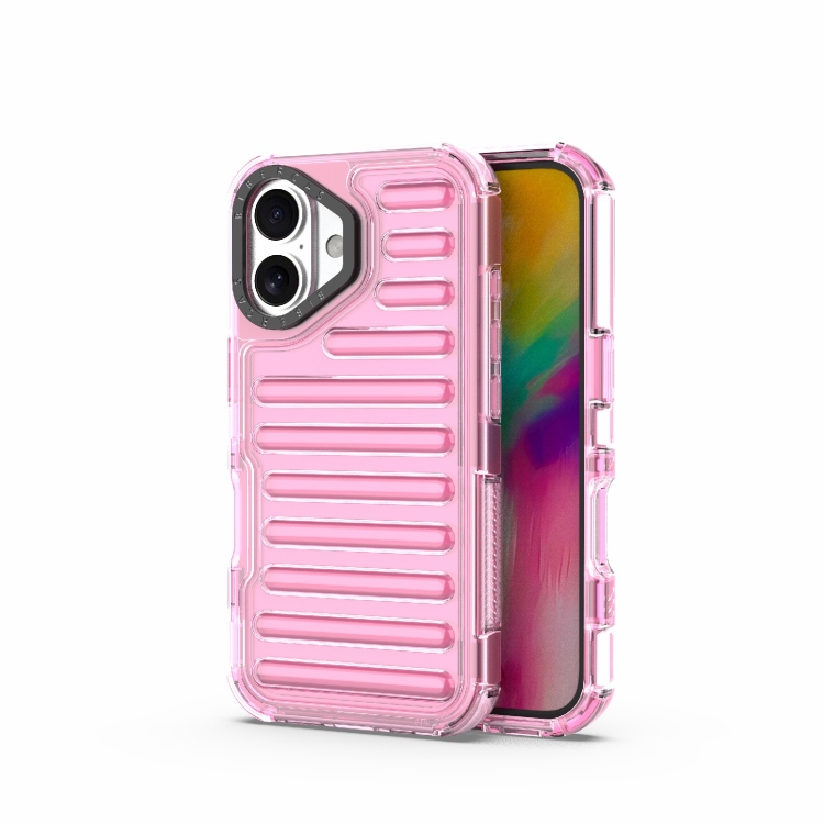 

For iPhone 16 Plus High Transparency TPU Hybrid PC Airbag Phone Case(Pink)
