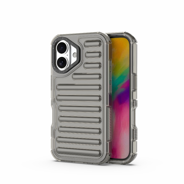 

For iPhone 16 High Transparency TPU Hybrid PC Airbag Phone Case(Transparent Black)