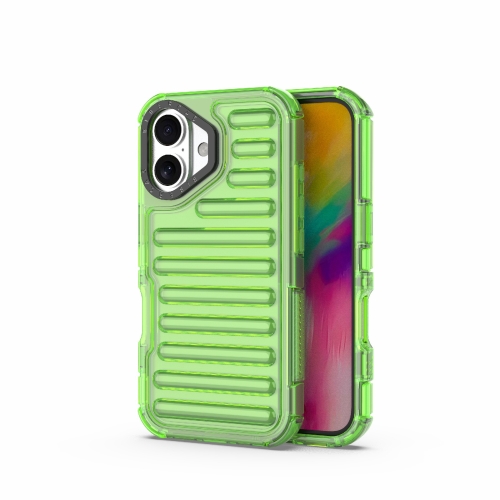 

For iPhone 16 High Transparency TPU Hybrid PC Airbag Phone Case(Transparent Green)