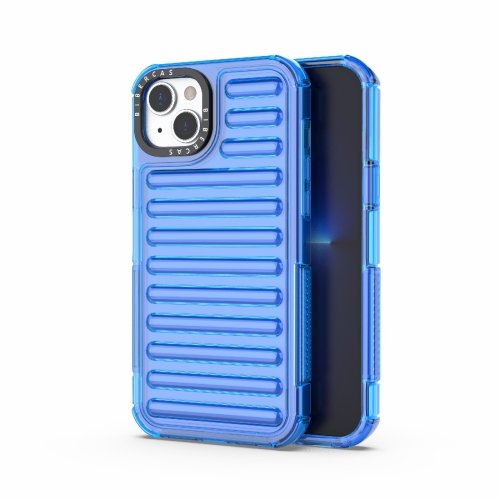 

For iPhone 14 Plus High Transparency TPU Hybrid PC Airbag Phone Case(Transparent Blue)