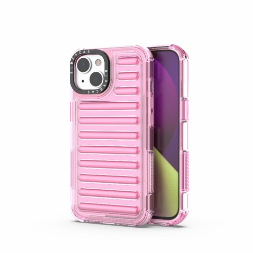 

For iPhone 14 High Transparency TPU Hybrid PC Airbag Phone Case(Pink)