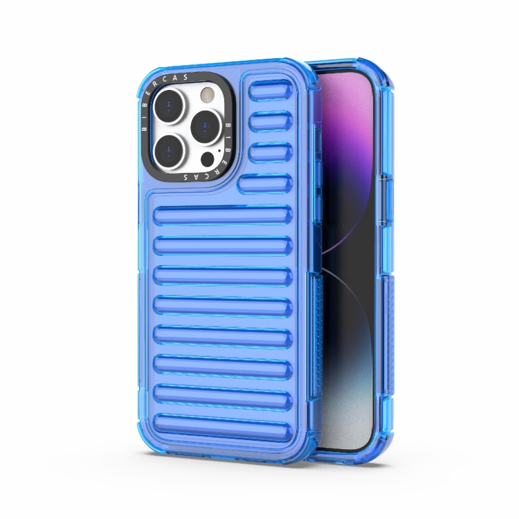 

For iPhone 14 Pro Max High Transparency TPU Hybrid PC Airbag Phone Case(Transparent Blue)