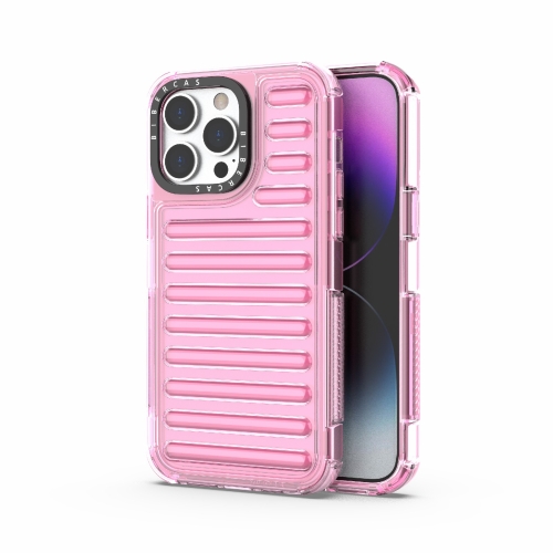 

For iPhone 14 Pro Max High Transparency TPU Hybrid PC Airbag Phone Case(Pink)