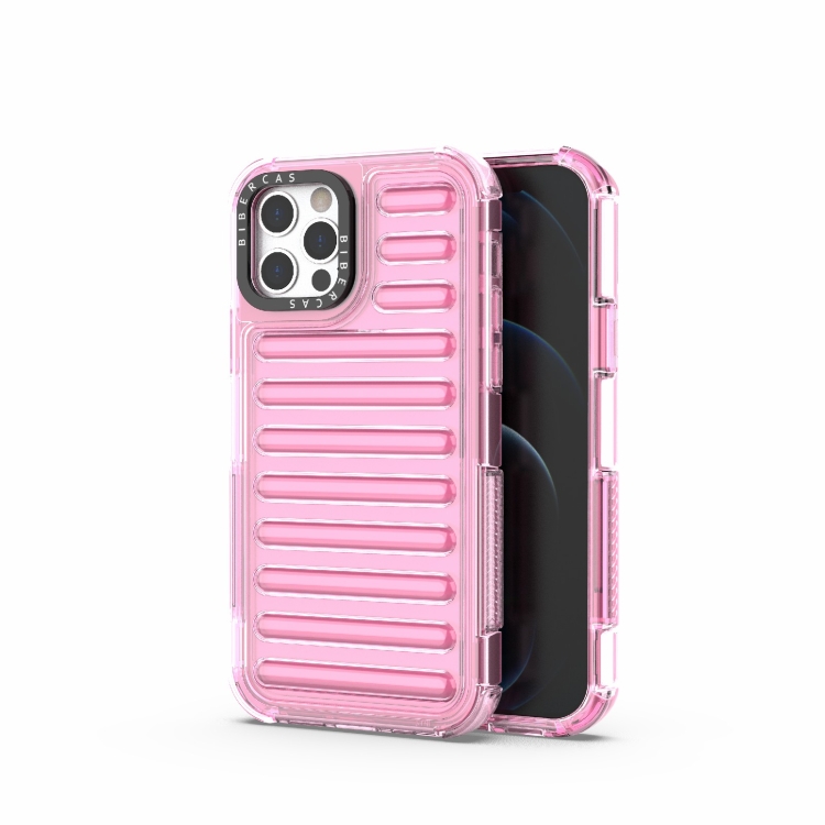 

For iPhone 12 / 12 Pro High Transparency TPU Hybrid PC Airbag Phone Case(Pink)