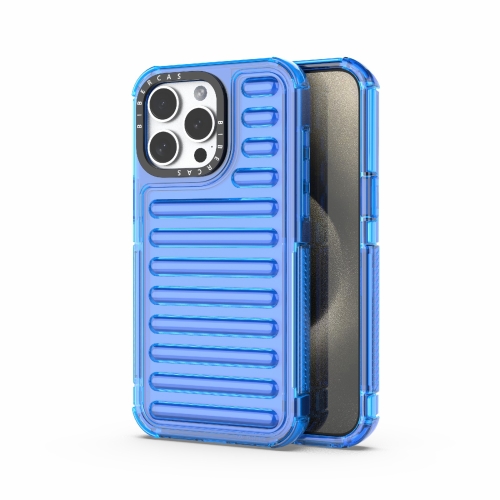 

For iPhone 15 Pro Max High Transparency TPU Hybrid PC Airbag Phone Case(Transparent Blue)