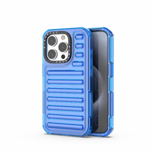 

For iPhone 15 Pro High Transparency TPU Hybrid PC Airbag Phone Case(Transparent Blue)