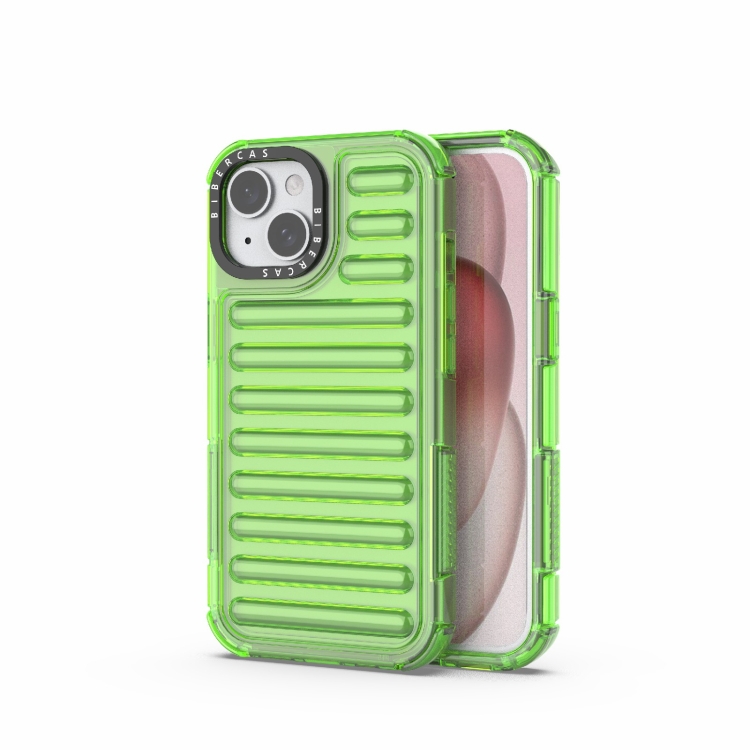 

For iPhone 15 High Transparency TPU Hybrid PC Airbag Phone Case(Transparent Green)