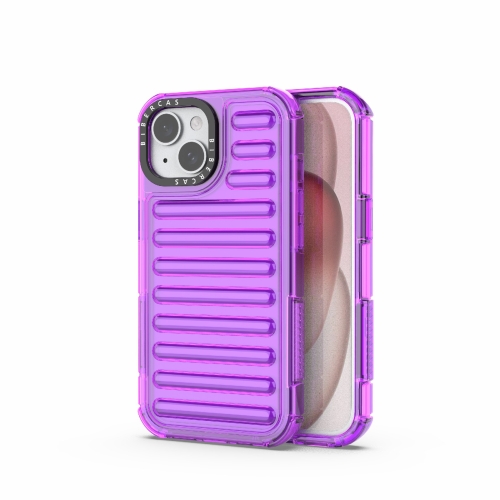 

For iPhone 15 High Transparency TPU Hybrid PC Airbag Phone Case(Transparent Purple)