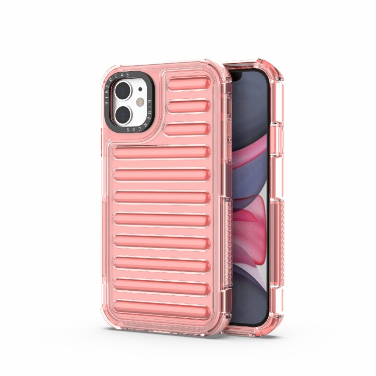 

For iPhone 11 High Transparency TPU Hybrid PC Airbag Phone Case(Peach Red)