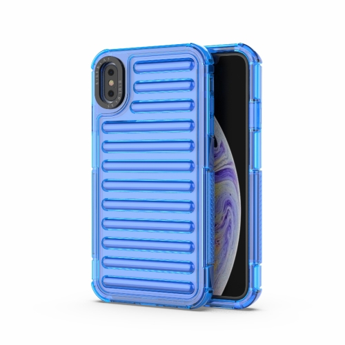 

For iPhone XS Max High Transparency TPU Hybrid PC Airbag Phone Case(Transparent Blue)