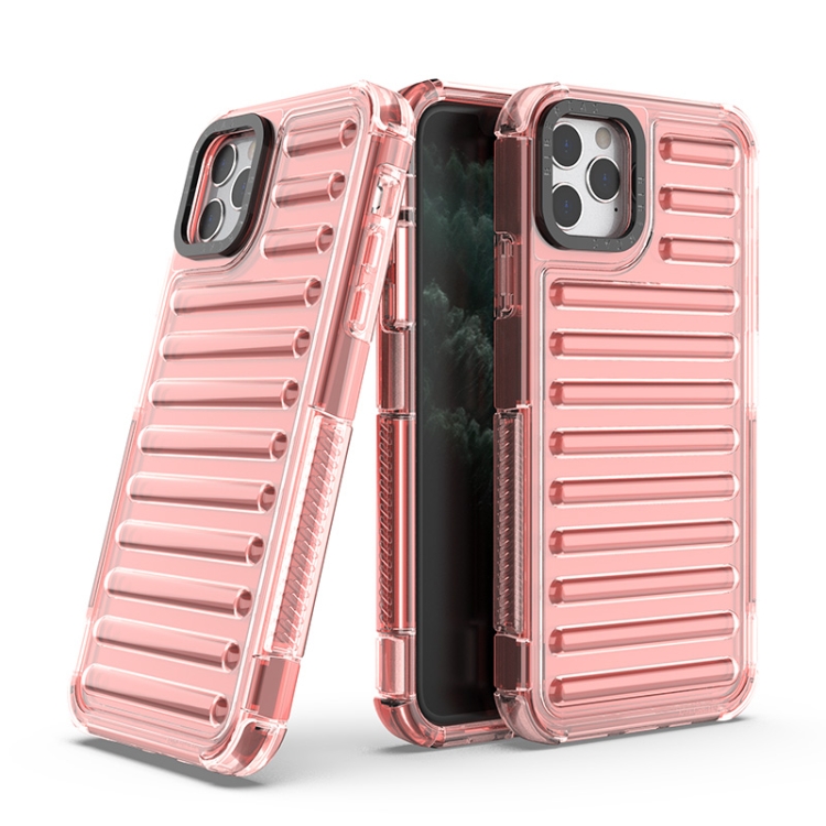 

For iPhone 11 Pro Max High Transparency TPU Hybrid PC Airbag Phone Case(Peach Red)