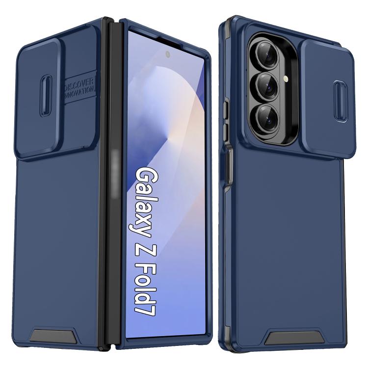 

For Samsung Galaxy Z Flip7 Sliding Camshield TPU + PC Phone Case(Blue)