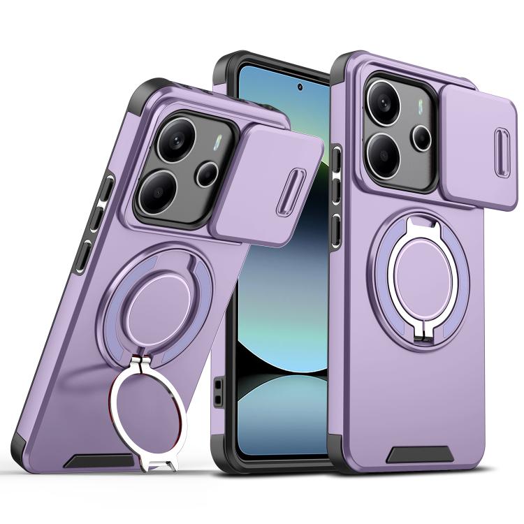 

For Redmi Note 14 4G 164.84mm Sliding Camshield Ring Holder Phone Case(Purple)