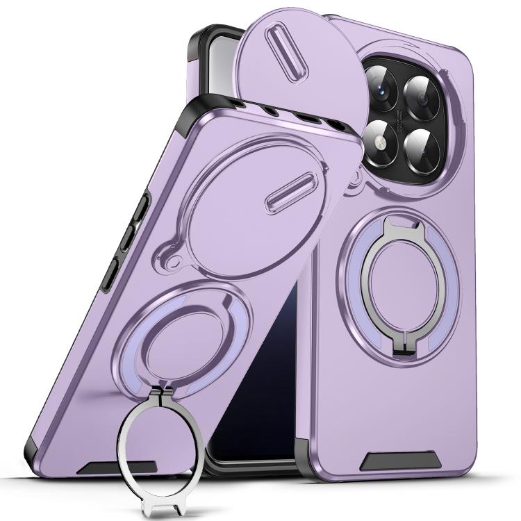 

For Redmi Note 14 Pro 5G / 4G Sliding Camshield Ring Holder Phone Case(Purple)