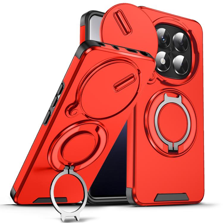 

For Redmi Note 14 Pro 5G / 4G Sliding Camshield Ring Holder Phone Case(Red)