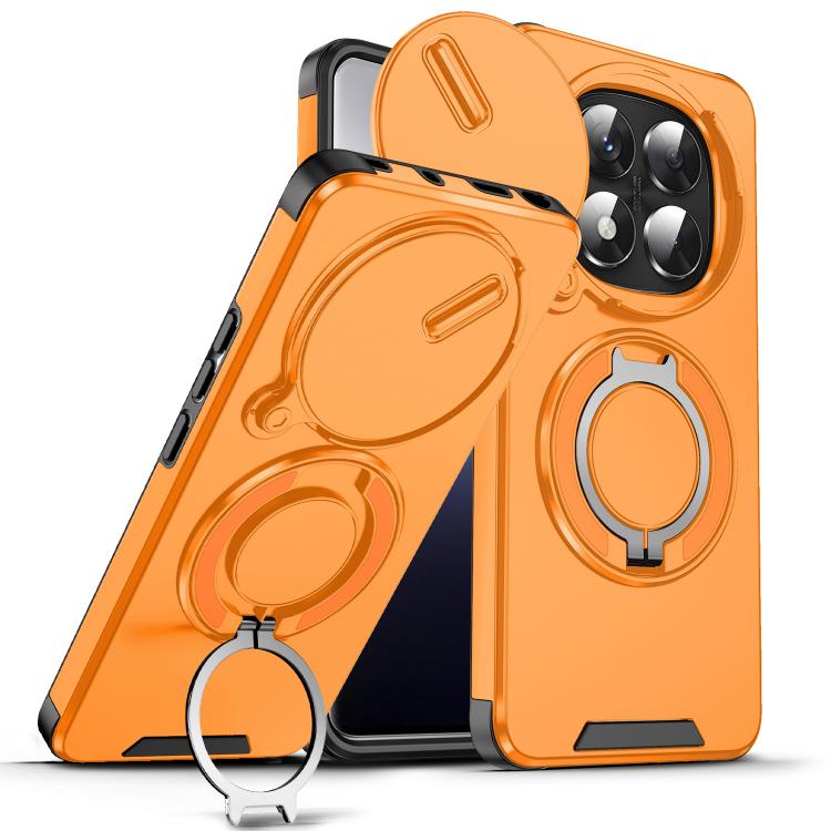 

For Redmi Note 14 Pro 5G / 4G Sliding Camshield Ring Holder Phone Case(Orange)