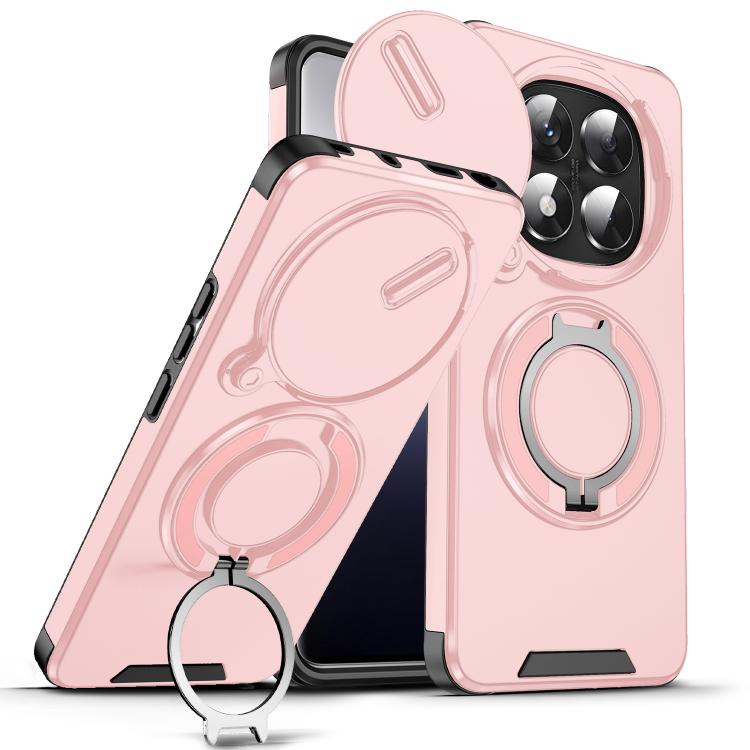 

For Redmi Note 14 Pro 5G / 4G Sliding Camshield Ring Holder Phone Case(Pink)