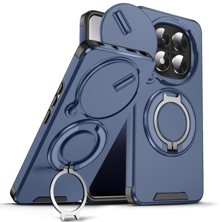 

For Redmi Note 14 Pro 5G / 4G Sliding Camshield Ring Holder Phone Case(Blue)