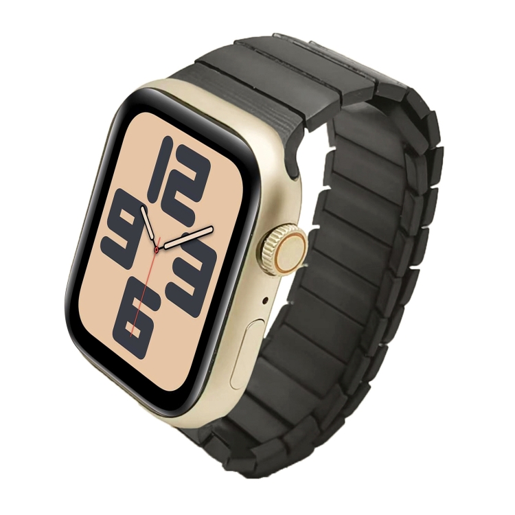 

For Apple Watch SE 2023 44mm Single Bead Magnetic Stainless Steel Watch Band(Black)
